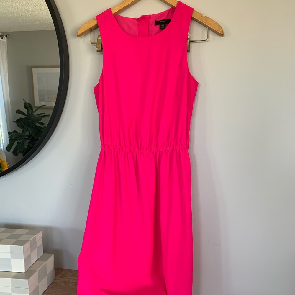 J crew 00 bright pink mid length dress